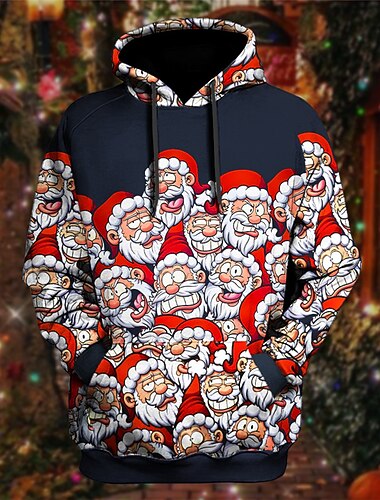  χριστουγεννιάτικο ανδρικό santa claus 3d hoodies γραφικά santa claus prints καθημερινά κλασικά casual 3d πουλόβερ καφέ βαμβακερό