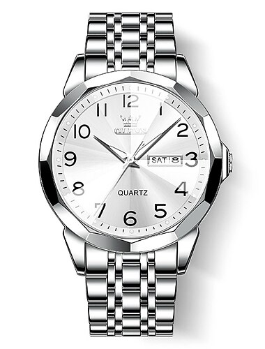  Reloj de Cuarzo para Hombre OLEVS Reloj de Negocios de Moda Minimalista con Calendario Fecha Semana Impermeable Reloj de Acero