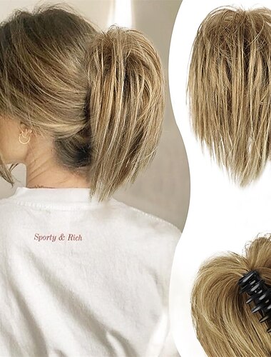  Moños Moño Cola de caballo con garra Pelo sintético Pedazo de cabello La extensión del pelo Recto Fiesta Ropa Cotidiana Fiesta y Noche A1 A2 A3