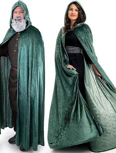  Retro Antiguo Medieval punk gotico capa con capucha Feria del Renacimiento Bruja Magos Vikingo Unisexo Celta Vikingo Fantasía Víspera de Todos los Santos Carnaval Rendimiento Fiesta Mascarada Adulto