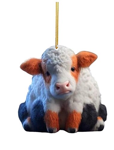  1 stuks schattige cartoon koe autobedel - perfect voor kerstboomversieringen & auto-interieur accessoires!