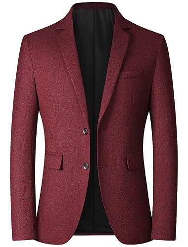  Herren Blazer Sakko Geschäft Cocktailparty Hochzeitsfeier Modisch Brautkleider schlicht Frühling & Herbst Polyester Glatt Taste Tasche Lässig / Alltäglich Einreihiger Verschluss Blazer Rote Blau Grau