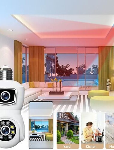  Sécurisez votre maison avec des caméras de sécurité à ampoule – 2,4 GHz intérieur sans fil WiFi 360 panoramique/inclinaison HD 1080p couleur vision nocturne détection de mouvement. & plus!