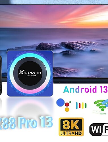  X88 Pro 13 TV Box Android13.0 Rockchip RK3528 Quad-Core 64bit Cortex-A53 Support 8K Video Decoding Wifi6 BT5.0 Set Top Box