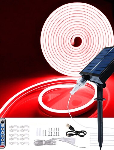  Halloween Neon Licht met Zonne-energie LED Licht met SMD2835 Afstandsbediening 8-modus Kleurverandering USB Opladen 1000mAh IP67 Waterdicht Buiten Decoratie Automatische Timing