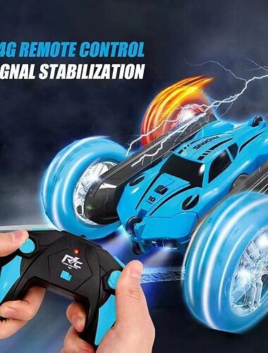  2,4 g ferngesteuertes Stunt-Auto mit Allradantrieb, doppelseitiges Auto, Dreharm, ausgefallener, taumelnder, leichter Reifen, Kinderspielzeugauto, RC