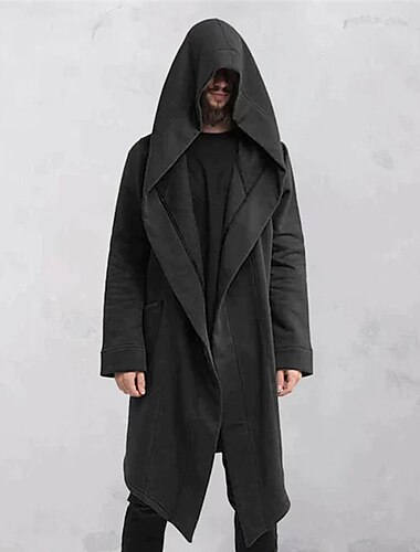  Herren Trenchcoat Kapuzenumhang Outdoor Freizeitskleidung Herbst Winter Polyester Oberbekleidung Bekleidung Modisch Strassenmode Glatt Tasche Mit Kapuze
