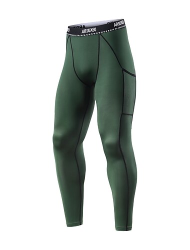  Arsuxeo Herren Radhose lang Fahhrad Leggings Unten Formschluss MTB Mountain Rennrad Sport Atmungsaktiv Feuchtigkeitsableitung Schweißableitend Komfortabel Schwarz Armeegrün Bekleidung Erweitert