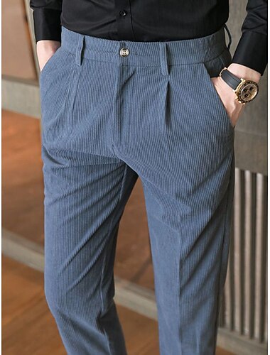  Homme pantalon de costume Pantalon en Velours Côtelé Pantalons d'hiver Pantalon Pantalon de costume Poche Plein Confort Respirable Extérieur du quotidien Sortie Mode Décontractées Noir Bleu