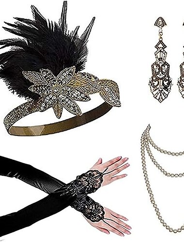  1920s El gran Gatsby Accesorios Víspera de Todos los Santos Despedida de Soltera Festival Adulto Guantes Pendientes Collare Todas las Temporadas