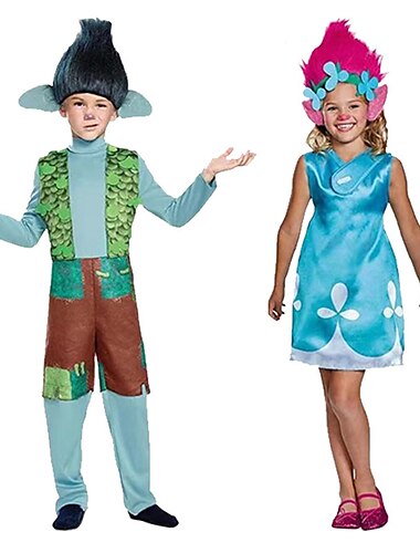  Trolle Mohn Branchi Cosplay Kostüm Halloween-Gruppen-Familienkostüme Kinder Jungen Mädchen Cosplay Halloween Halloween Karneval Maskerade Einfaches Karnevalskostüm