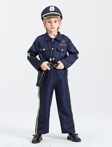  Pojkar Polis Cosplay-kostym Till Halloween Maskerad Barn Topp Byxor Mer accessoarer