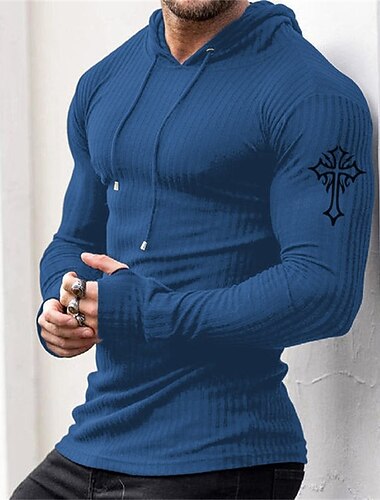  Ανδρικό Μπλουζάκι Crusaders Γραφικό Σταυρός Μακρυμάνικη Μπλούζα 3D Εκτύπωση Φλις Ρούχο Μόδας Καθημερινό Χαλαρό Χαλαρή Γιορτή Έξοδος Μαύρο Μπλε Γκρι Άνοιξη  Φθινόπωρο Ρούχα Ένδυση