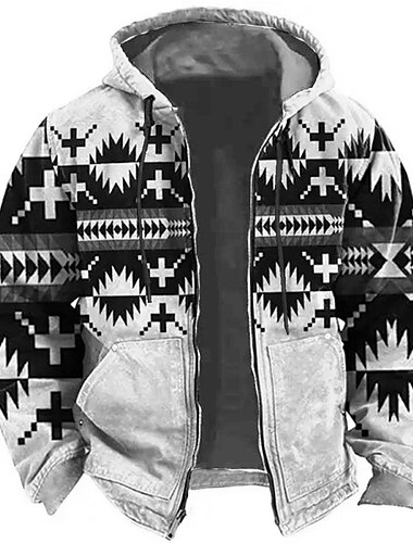  Herren Stammes Grafik-Drucke Hoodie Sweatshirt Kapuze Hoodies Pullover Kapuzenpullover mit Reißverschluss Langarm Sweatshirt mit Kapuze Mit Kapuze Sport 3D-Druck Festtage Urlaub Strassenmode Blau Grün