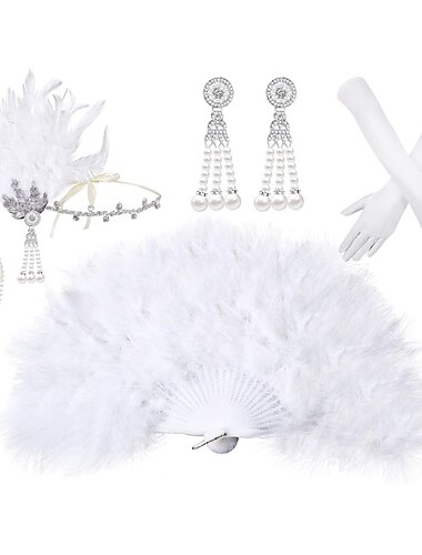 Retro Vintage Goldene Zwanziger 1920er Flapper-Stirnband Zubehörset Der große Gatsby Hochzeitsgast Feder Damen Karneval Neujahr Maskerade Leistung Hochzeit Party Erwachsene