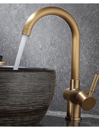  Badrum Tvättställ Kran - Klassisk Antik mässing Centerset Singel Handtag Ett hålBath Taps