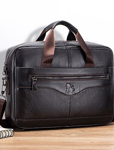  Porte-documents en cuir marron de qualité supérieure - élégant sac pour ordinateur portable professionnel avec plusieurs poches, durable pour un usage professionnel et les voyages