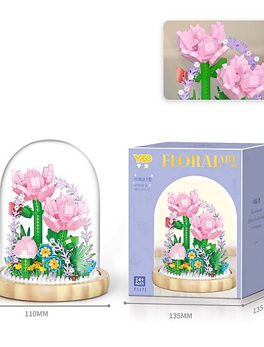  regali per la festa della donna blocchi di costruzione vasi di fiori rose e assemblaggio di fiori immortali fai da te piccoli blocchi di particelle decorazione creativa del desktop giocattoli regali