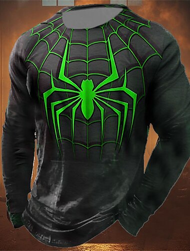  Herren Grafik Spinne T Shirt Langarm T-Shirt 3D-Druck Rundhalsausschnitt Hemd Mode Designer Lässig Sport im Freien Ferien Ausgehen Rote Blau Purpur Frühling & Herbst Bekleidung S M L XL 2XL 3XL