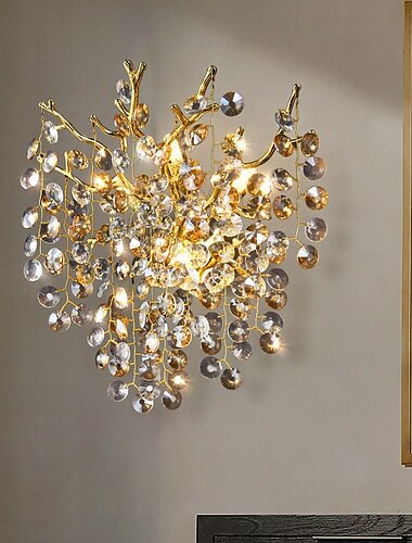  מנורת פמוט קיר led בהיר ענף קריסטל 25/40 ס"מ גוף תאורה לקיר מינימליסטי גוף תאורה תאורה פנימית לסלון חדר שינה 110-240v