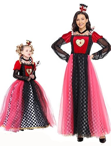  Rode koningin Cosplay kostuum Familiekostuums voor Halloween-groepen Kinderen Volwassenen Dames Voor meisjes Cosplay Kostuums Halloween Carnaval Maskerade Makkelijk carnavalskostuum