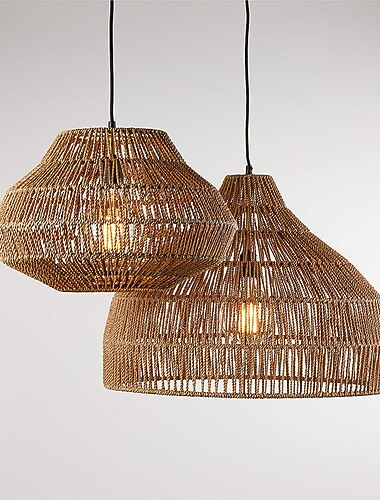  lustre rétro rotin 30 cm e26/e27 lustre éclairage de plafond est applicable au salon chambre restaurant café bar restaurant club blanc chaud/blanc 110-240v