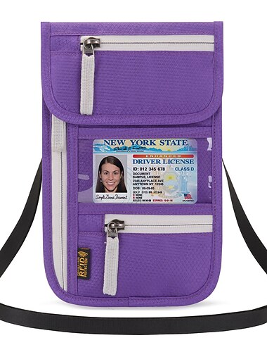  RFID-blockierendes Reisepassetui, Reisebrieftasche, Kartentasche, abschirmende Brusttasche, Sicherheitsschutz, verstellbarer Riemen, Faraday-Tasche