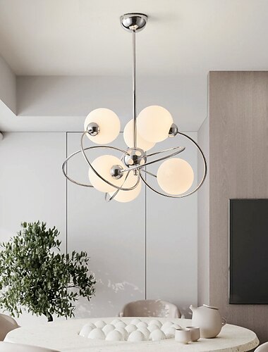  LED-Pendelleuchte, 6-flammig, Glas-Kronleuchter, moderne goldene Kronleuchter, Pendelleuchte, Vintage-Globus, Kugel, Deckeneinbauleuchte, 110–240 V