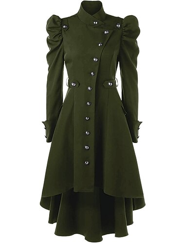  Retro Vintage Punk & Gothic Mittelalterlich Frack Trenchcoat Ren Faire Hexe Cosplay Einfarbig Damen Steampunk Walpurgisnacht Halloween Karneval Maskerade LARP Erwachsene Mantel Kleid