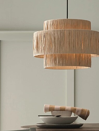  Led pendnat luz rattan design lustre retro 16/40/50/60cm lustre iluminação de teto é aplicável à sala de estar quarto restaurante café bar restaurante clube 110-240v