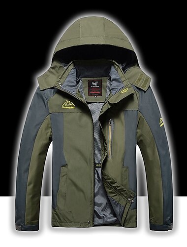  Herren Wasserdichte Wanderjacke Windjacke für Wanderer Sommer Draussen Volltonfarbe warm halten Windundurchlässig Leicht Atmungsaktiv Jacke Kapuzenshirt Oberteile Campen und Wandern Jagd Skifahren