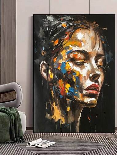  مصنوع يدوي هانغ رسمت النفط الطلاء رسمت باليد عمودي تجريدي الناس الحديث بدون إطار داخلي