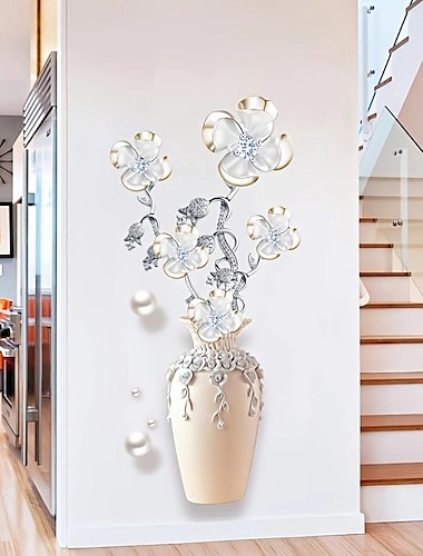  adesivo da parete con motivo floreale, decalcomania autoadesiva da parete per la decorazione domestica