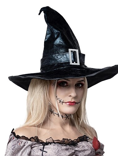  Καπέλο Μάγισσας Μάγος Άκρη Ραμμένο Halloween Καπέλο Μάγισσας Γυναικών Punk Γοτθικό Κουστούμι Εύκολα Halloween Κουστούμια για το Βαλπυργίου Νυκτός