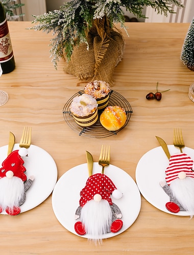 1 st julbestickhållare knivgaffel fickpåsar julbestick täcka middagsdekorationer för hemmet   1 st julbestickhållare knivgaffel fickpåsar julbestick täcka middagsdekorationer för hemmet