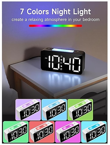  Super Loud Alarm Clock for Heavy Sleepers AdultsDigital Clock with 7 Color NightLightAdjustable VolumeDimmerUSB ChargerSmall Clocks for BedroomsOk to Wake Up for KidsTeens
