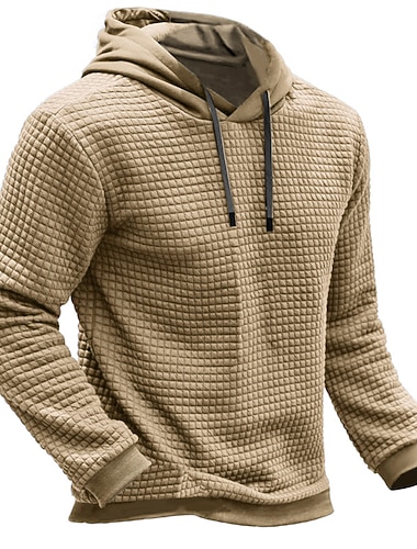  Herren Kapuzensweatshirt Waffle Kapuzensweatshirt Blau Braun Grün Khaki Grau Mit Kapuze Einfach Gerippt Strukturiert Strickstruktur Sport & Outdoor Täglich Ferien Polyester Streetwear Cool Lässig