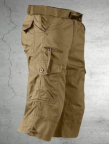  Voor heren Cargoshorts Capri broeken Wandelshorts Zak met rits Been trekkoord Effen Comfort Ademend Buiten Dagelijks Uitgaan Casual Groot en klein Legergeel Zwart