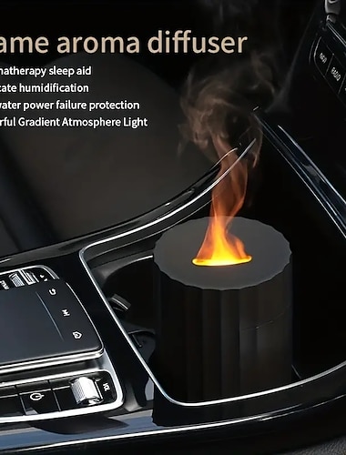  1 stk flammediffuser luftfukter 100 ml bærbar-støyfri aroma diffuser for kontor eller yoga eterisk olje diffuser med ikke-vann auto-off beskyttelse varmt lys/syv farger lysbryter etter ønske