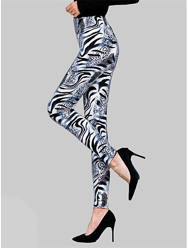  Dames Leggings Gezellige leggings Modieus Streetwear Volledige lengte Hoge taille Luipaard Afdrukken Ademend Comfortabel Micro-elastisch Dagelijks Buiten Straat Oranje luipaard Gestreepte luipaard