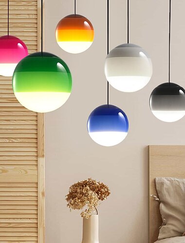  luci a sospensione a led design unico in vetro sfumato colore mini illuminazione a sospensione 15 / 25cm per luci isola cucina camera da letto 1 confezione bianco caldo 110-240v