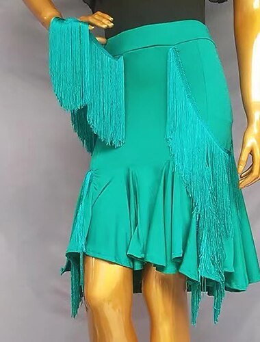  Latinské tance Sportovní oděvy Sukně Třásně Čistá Barva Barevně dělené Dámské Výkon Trénink Vysoký Spandex