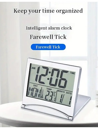  Digital Alarm Clock Alarm Setting 12/24H Used For Temperature And Date Display Of Office Travel And Bedroom Alarm Clocks Desktop Clock Travel Clock Electronic Clock