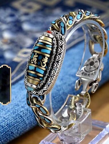  Türkises Mantra-Perlenarmband mit sechs Zeichen und neun Augen, Weihnachtsgeschenk, Weihnachtsgeschenk, Geschenk für Frauen und Männer