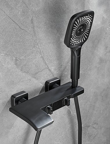  صنابير دش الشلال مع نظام دش توازن الضغط، صنابير خلاط حمام دش عالية الضغط ذات تدفق عالٍ مع صنبور محمول، صمام داخلي من السيراميك