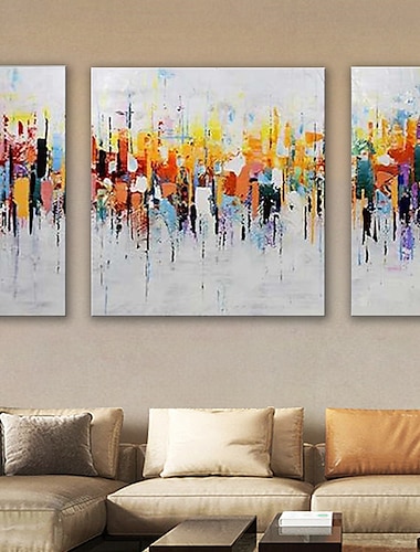  3 panelen olieverfschilderij 100% handgemaakte handgeschilderde kunst aan de muur op canvas kleurrijke horizontale abstracte moderne woondecoratie decor gerold canvas met gespannen frame