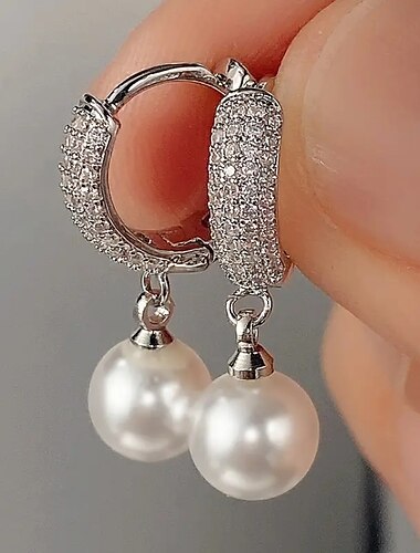  Damen Ohrstecker Tropfen-Ohrringe Kreolen Retro Tropfen Vintage Kuschelig Stilvoll Luxus Elegant Künstliche Perle Ohrringe Schmuck Silber Für Hochzeit Party Täglich Festtage Festival 1 Paar