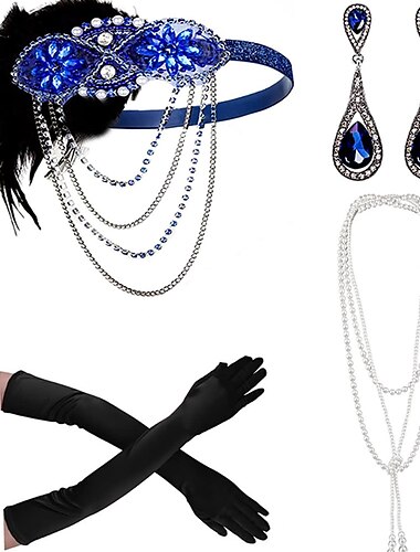  1920'erne Den store Gatsby Dragter Den store Gatsby Bryllupsgæst Jul Halloween Halloween Bryllupsfest Polterabend Handsker Øreringe Halskæder Alle årstider