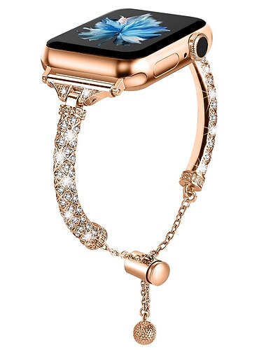  Bransoletka z biżuterią Kompatybilny z Pasek do zegarka Apple Watch 38mm 40mm 41mm 42mm 44mm 45mm 49mm Damskie Błyszczący Błyszczący Diament Stop Wymienny pasek do zegarka na iwatch Ultra 2 Series 9