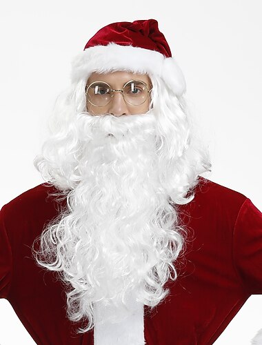  Babbo Natale Accessori Barba di Babbo Natale Cappello da Babbo Natale Per uomo Natale Mascherata Costume cosplay Natale Adulto Natale Cappelli Parrucche